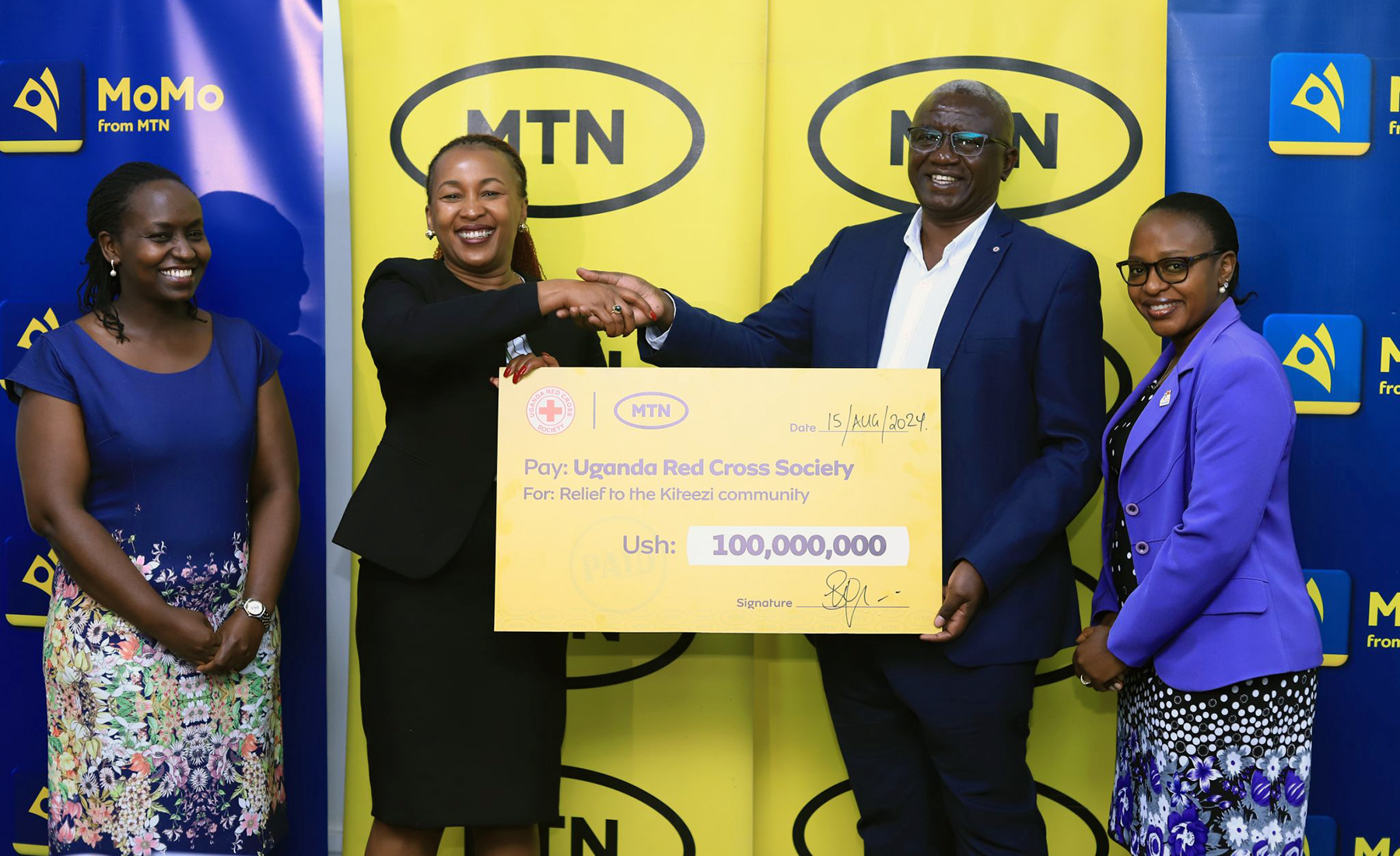 MTN hands over UGX100 million Kiteezi relief